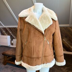 Hollister Faux Suede Shearling Biker Jacket